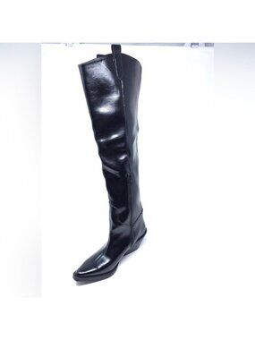 Wild Pair Luelap Boots Black Faux Leather Western Knee High